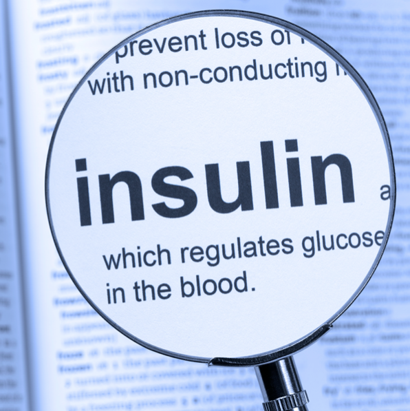 word insulin under a magnifying glass