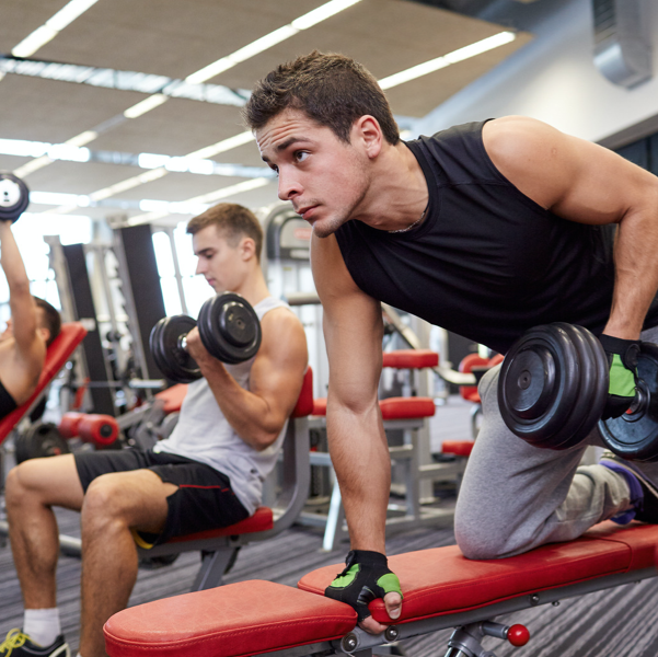 men exercising at the gym