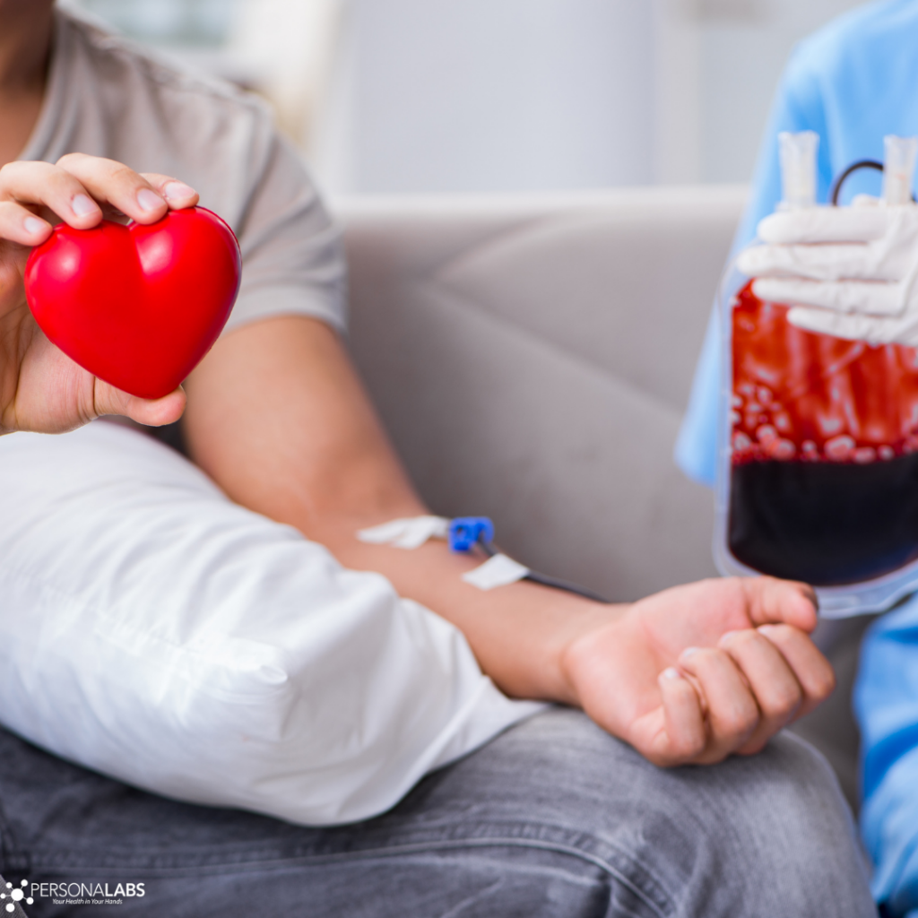 Man getting a blood transfusion because of anemia from low iron