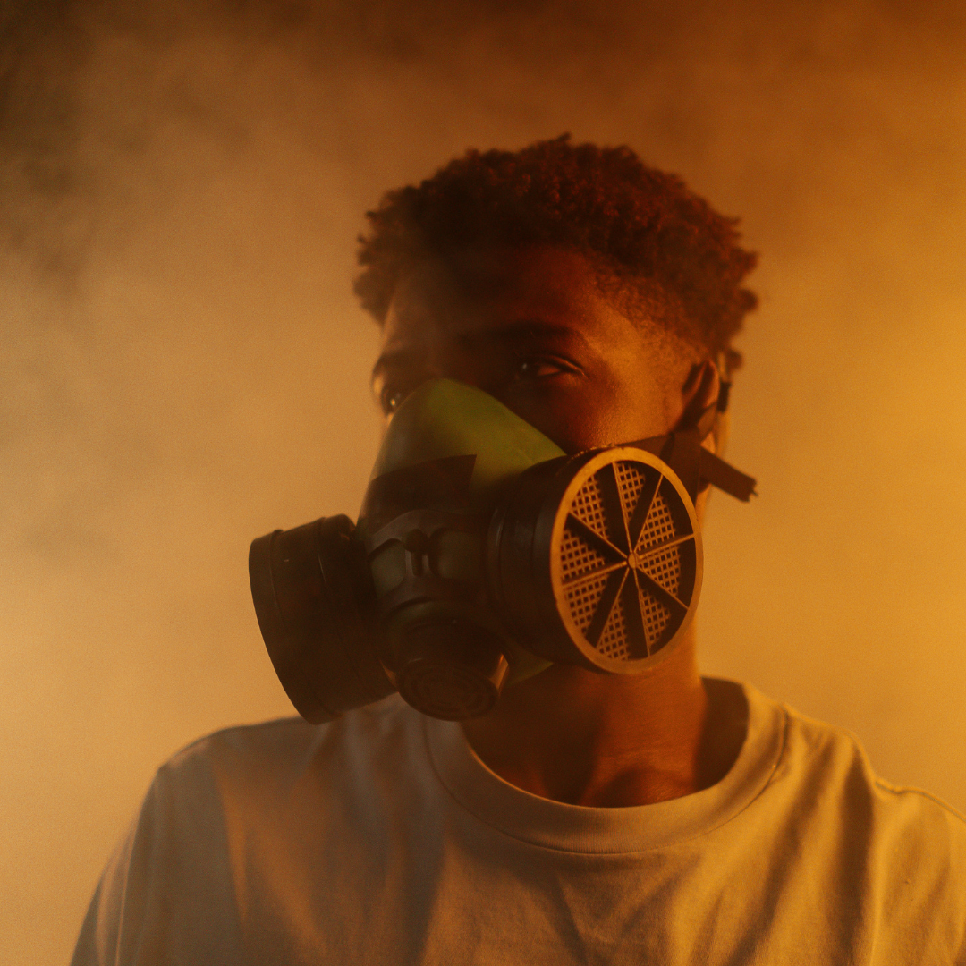 man with mask on to prevent toxic substances