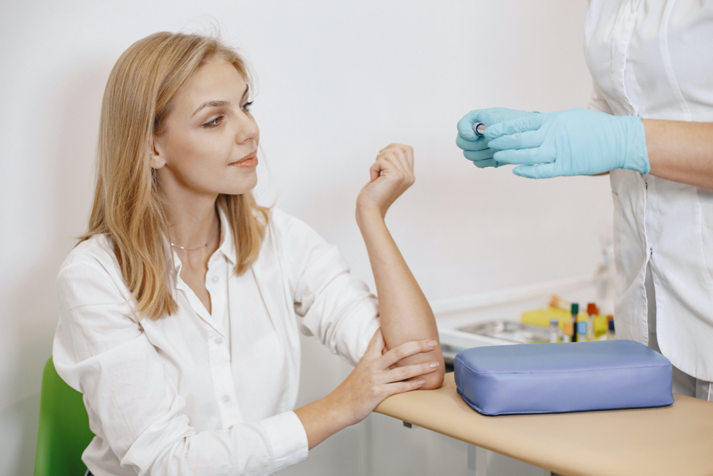 woman getting blood drawn