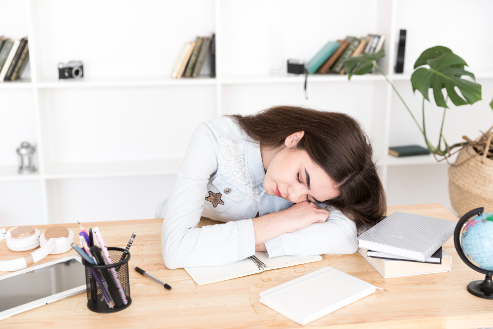 A woman experiencing fatigue due to high blood sugar levels